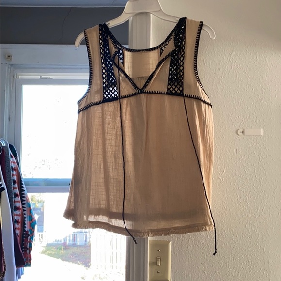 Cream Tank with Black Accents - Picture 1 of 2